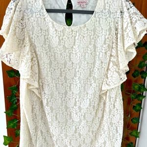 Cream target lace top